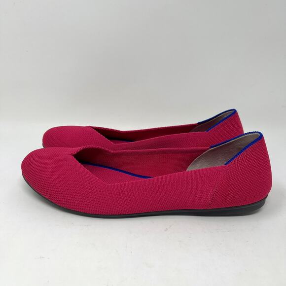 RARE RETIRED Rothy's The Flat Hot Pink Round Toe Magenta Ballet Flats Size 7.5 - Picture 3 of 11